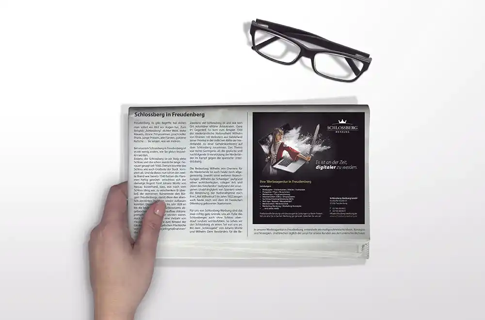 Hier ein Beispiel einer Gestaltung einer Zeitungsanzeigen