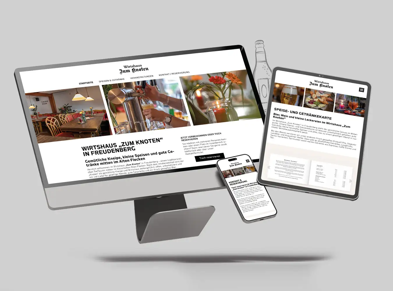 Webdesign Gastronomie Siegen, Olpe, Wenden, Freudenberg Webdesign Wirtshaus zum Knoten Freudenberg