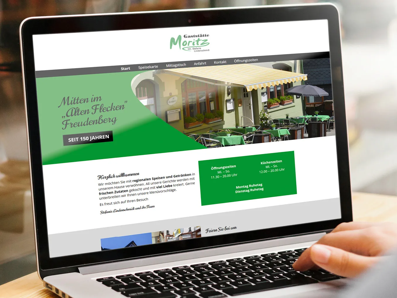 Referenzeprojekt: Webdesign Homepage - Gaststätte Moritz in Freudenberg